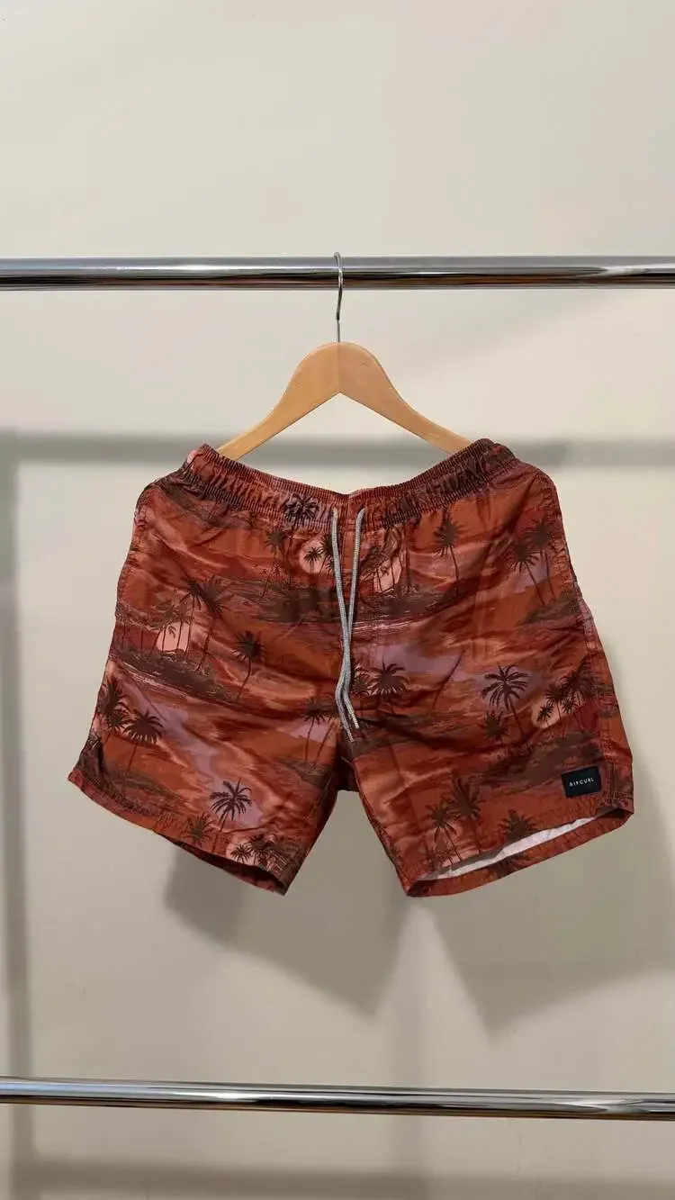 Rip Curl Men's Blocked Out Volley Shorts Faded Burgundy Size Small
